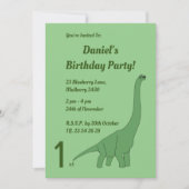 illusima Green Long Necked Dinosaur Boys Birthday Einladung (Vorderseite)