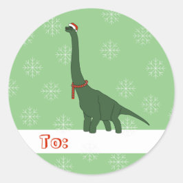 illusima Green Long Necked Dinosaurier Weihnachten Runder Aufkleber