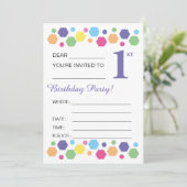 Illusima Hexigons, Lila, 1. Geburtstag Party Einladung (Stehend Vorderseite)