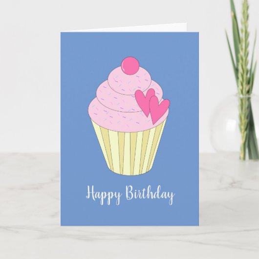 Illusima Liebe Herz Cupcake Blue Card Karte (Vorderseite)