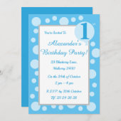 illusima Light Blue Spots & Dots Boys 1. Geburtsta Einladung (Vorne/Hinten)