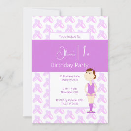 illusima Lila Ballerina Schuhe 1. Geburtstag Einladung
