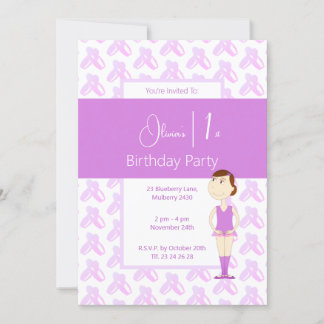 illusima Lila Ballerina Schuhe 1. Geburtstag Einladung