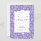 illusima Lila Blumenmädchen 1. Geburtstag Party Einladung (Vorderseite)