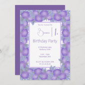 illusima Lila Blumenmädchen 1. Geburtstag Party Einladung (Vorne/Hinten)