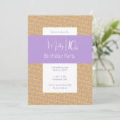 illusima Lila Gelbe Blütenmädchen 10. Geburtstag Einladung (Stehend Vorderseite)