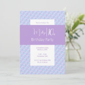 illusima Lila Muster Mädchen 10. Geburtstag Einladung (Stehend Vorderseite)