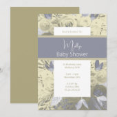 illusima Lila Watercolor Florals Baby Dusche Einladung (Vorne/Hinten)