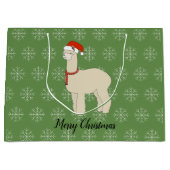 illusima Llama Christmas Snowflake Green Große Geschenktüte (Vorderseite)