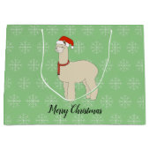 illusima Llama Weihnachts-Schneeflocke Licht Grün Große Geschenktüte (Vorderseite)