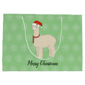 illusima Llama Weihnachts-Schneeflocke Licht Grün Große Geschenktüte (Rückseite)