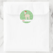 illusima Llama Weihnachtsschneeflocken Grün Runder Aufkleber (Tasche)
