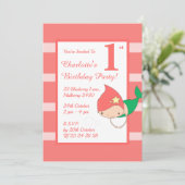 illusima Mermaid Peach Girls Geburtstagsparty Einladung (Stehend Vorderseite)