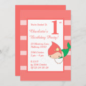 illusima Mermaid Peach Girls Geburtstagsparty Einladung (Vorne/Hinten)