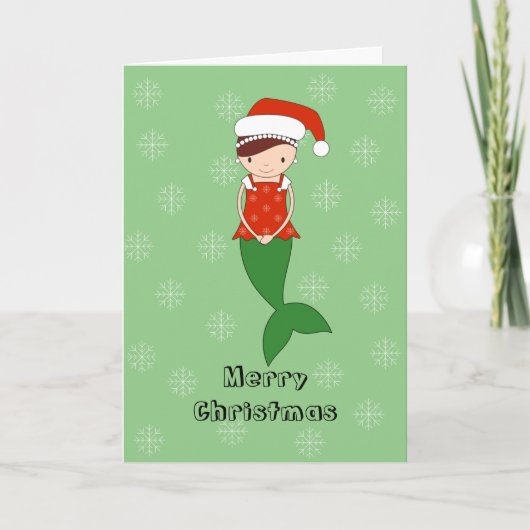 illusima Mermaid Weihnachtsschneeflocken Light Gre Feiertagskarte (Vorderseite)