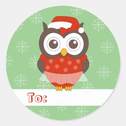 illusima Owl Ballerina Weihnachten Schneeflocken G Runder Aufkleber (Vorderseite)