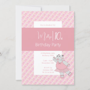 illusima Pink Ballerina Hippo 10. Geburtstag Einladung