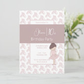 illusima Pink Ballerina Schuhe 10. Geburtstag Einladung (Stehend Vorderseite)
