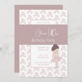 illusima Pink Ballerina Schuhe 10. Geburtstag Einladung (Vorne/Hinten)