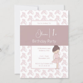 illusima Pink Ballerina Schuhe Muster 1. Geburtsta Einladung