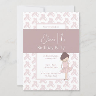 illusima Pink Ballerina Schuhe Muster 1. Geburtsta Einladung