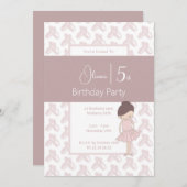illusima Pink Ballerina Schuhe Muster 5. Geburtsta Einladung (Vorne/Hinten)