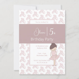 illusima Pink Ballerina Schuhe Muster 5. Geburtsta Einladung