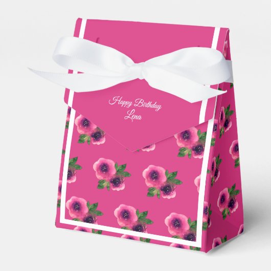 illusima Pink Blume Muster Geburtstagsgeschenk/ Geschenkschachtel (Vorderseite)