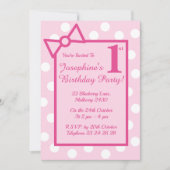 Illusima Pink Bow & Spots Geburtstagsparty Einladung (Vorderseite)