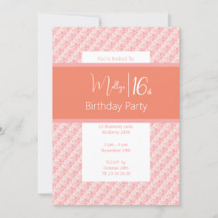 illusima Pink Peach Tones Floral 16. Geburtstag Einladung