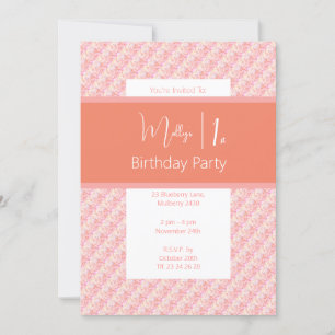 illusima Pink Peach Tones Floral 1. Geburtstag Einladung