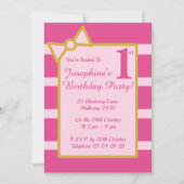 illusima Pink Stripes Girls Einladung (Vorderseite)