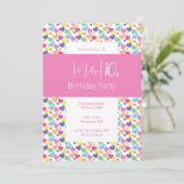 illusima Rainbow Liebe Hearts Girls 10. Geburtstag Einladung (Stehend Vorderseite)