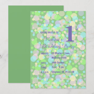 illusima Rainbow Pastel Dots Boys Green Geburtstag Einladung