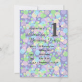 illusima Rainbow Pastel Dots Boys Lila Geburtstag Einladung (Vorderseite)