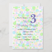 illusima Rainbow Pastel Dots Girls Lila Geburtstag Einladung (Vorderseite)