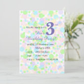 illusima Rainbow Pastel Dots Girls Lila Geburtstag Einladung (Stehend Vorderseite)