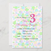 illusima Rainbow Pastel Dots Girls Pink Geburtstag Einladung (Vorderseite)