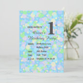 illusima Rainbow Pastel Doys Boys Blue Birthday In Einladung (Stehend Vorderseite)