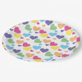illusima Regenbogen-Liebesherzen-Party Pappteller (Schrägansicht)