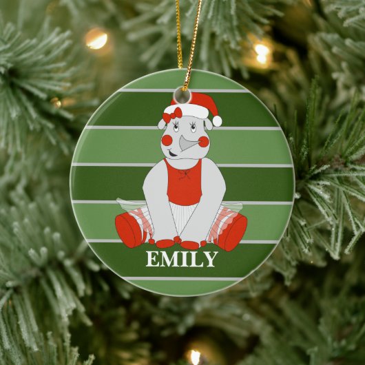 illusima Rhino Personalisierte Weihnachten Keramik Ornament (Baum)
