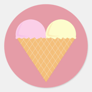 illusima Strawberry Banana Eiscreme Rosa Runder Aufkleber