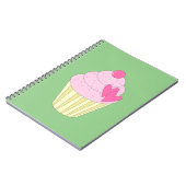 illusima Strawberry Cupcake - Grüner Hintergrund Notizblock (Linke Seite)