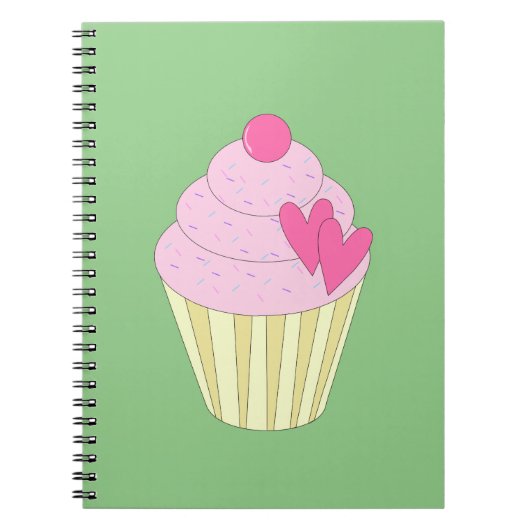 illusima Strawberry Cupcake - Grüner Hintergrund Notizblock (Vorderseite)