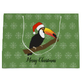 illusima Toucan Christmas Snowflake Green Große Geschenktüte (Vorderseite)
