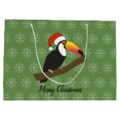 illusima Toucan Christmas Snowflake Green Große Geschenktüte (Rückseite)