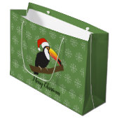 illusima Toucan Christmas Snowflake Green Große Geschenktüte (Vorderseite Schrägansicht)