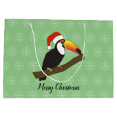 illusima Toucan Christmas Snowflake Light Green Große Geschenktüte (Rückseite)