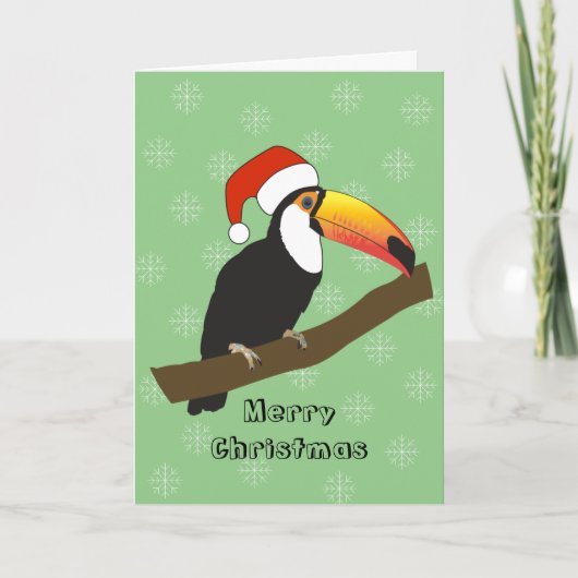 illusima Toucan Weihnachtsschneeflocken Grün Feiertagskarte (Vorderseite)