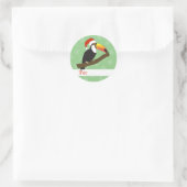 illusima Toucan Weihnachtsschneeflocken Light Gree Runder Aufkleber (Tasche)